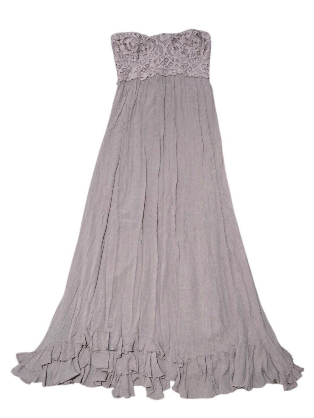 Free People Adella Strapless Taupe Corset Maxi Dress with Lace Bodice Size Large - Picture 2 of 8